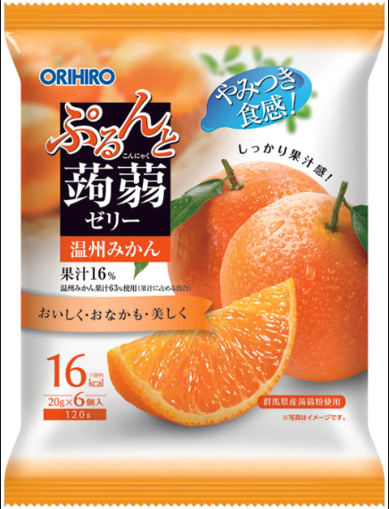 Orihiro Konnyaku Jelly Pouch Orange 6 pcs