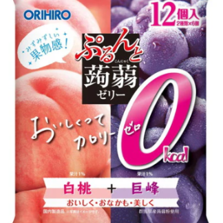 Orihiro Konnyaku Jelly 0kcal Peach + Grape 12 pcs